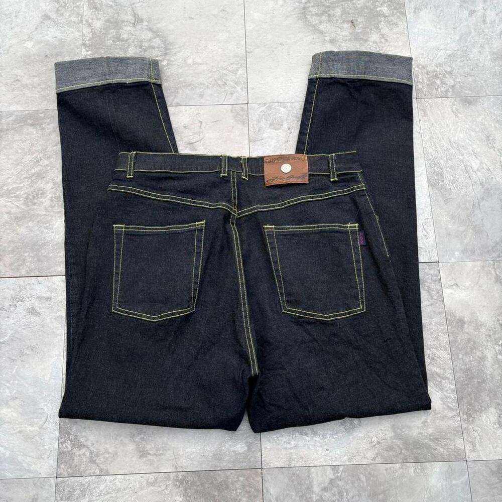 Vintage Y2K Her Game 2 Black Denim Jeans Neon Stitching Embroidered Patch 18